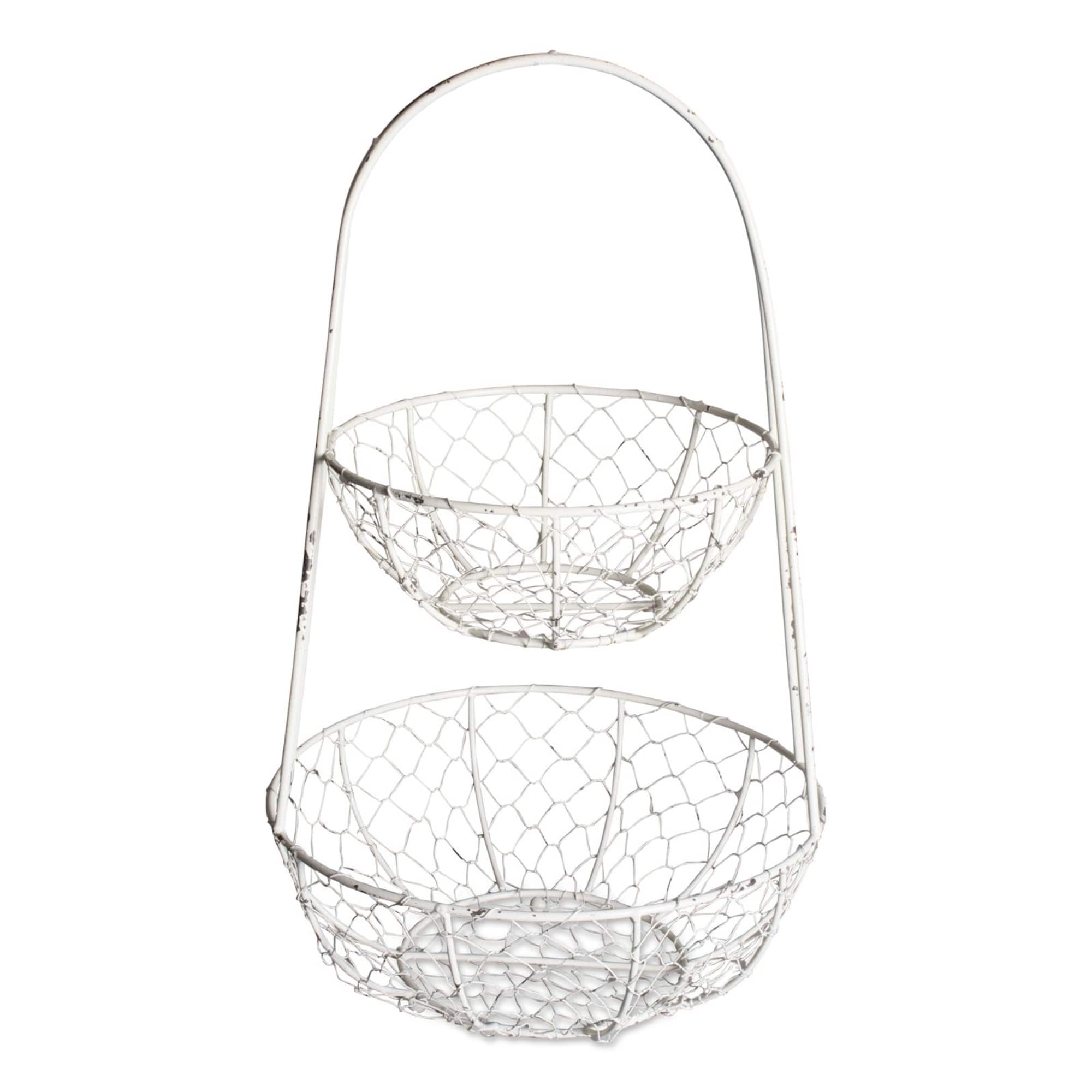 DII® Antique White Chicken Wire Tiered Stand